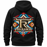 FLO RANCH Southwestern Back Graphic Hoodie- Black