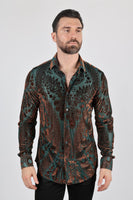 PLATINI MENS MODERN FIT STRETCH VELVET FASHION SHIRT