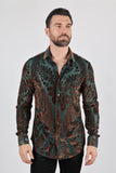 PLATINI MENS MODERN FIT STRETCH VELVET FASHION SHIRT